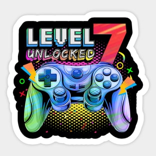 Level 7 Unlocked Video Game 7th Birthday Gamer Boys Sticker